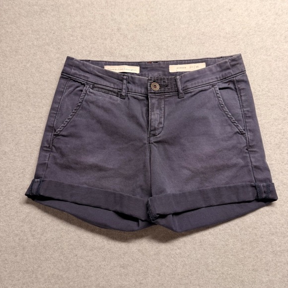 Pilcro and the Letterpress Pants - Pilcro and the Letterpress Hyphen Chino Shorts Navy Grey Size 26 Cuffed Summer